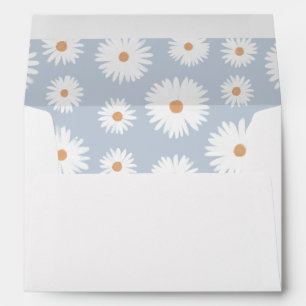 Blue Boho Daisy Birthday Party Envelope