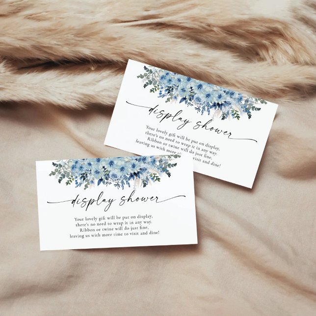 Blue Boho Floral Baby Shower Display Shower Card (Creator Uploaded)