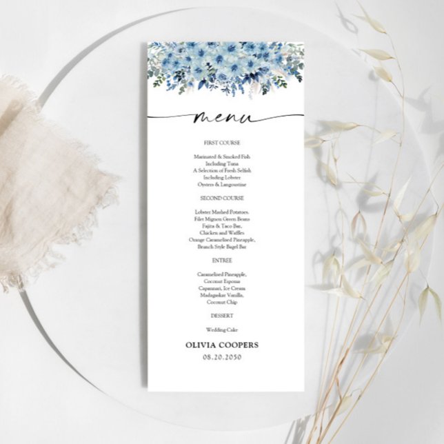 Blue Boho Floral Baby Shower Menu (Creator Uploaded)