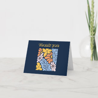 Blue Boho Floral Birthday Thank You Card