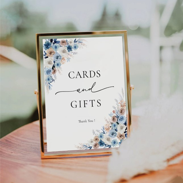 Blue Boho Floral Cards and Gifts Sign (Creator Uploaded)