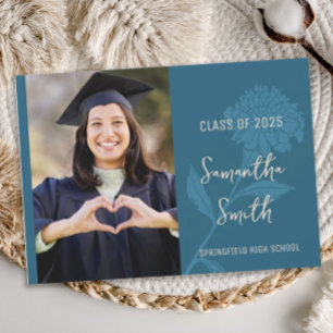 Blue Boho Floral  Invitation