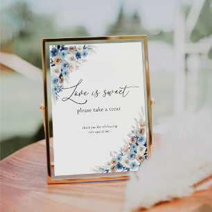 Blue Boho Floral Love Is Sweet Sign
