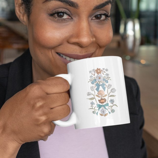 Blue Boho Floral Ribbon Coffee Mug (Creator Uploaded)