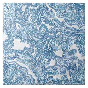 Blue Boho Lace Paisley Pattern Tile