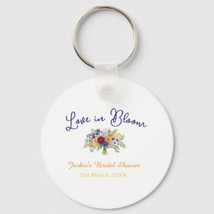 blue boho love in Bloom bridal shower name retro Keychain