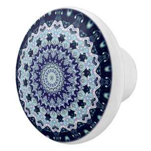 Blue Boho Mandala Ceramic Knob