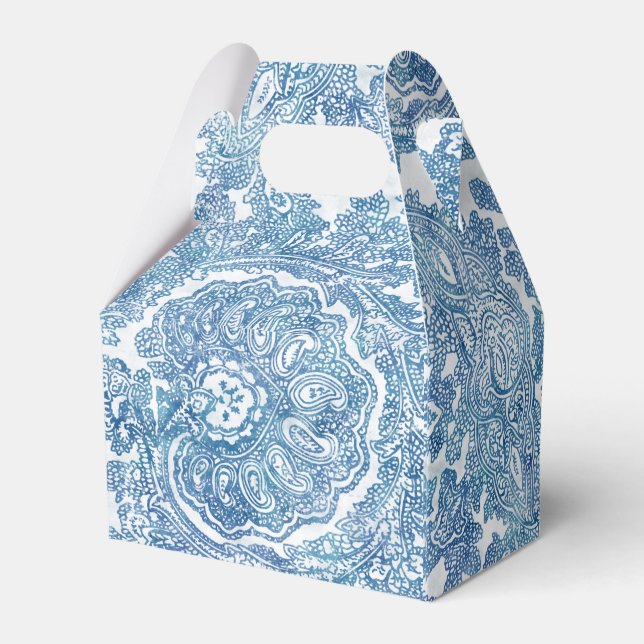 Blue Boho Paisley Pattern Favor Box (Back Side)