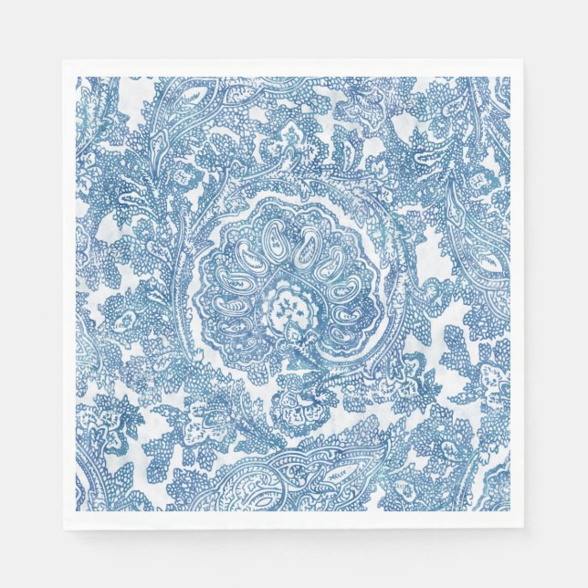 Blue Boho Paisley Pattern  Napkin (Front)