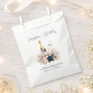 Blue Boho Poppin Champagne Bottles Baby Shower  Favour Bag