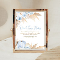 Blue Boho Pumpkin Baby Shower Don't Say Baby