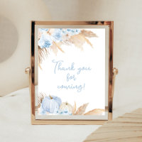 Blue Boho Pumpkin Baby Shower Thank You for Coming