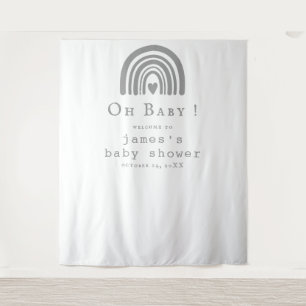 Blue Boho Rainbow Baby Shower Backdrop Tapestry