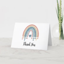 Blue Boho Rainbow Watercolor Thank You Card