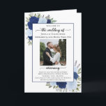 Blue Boho Roses Ceremony & Reception Wedding Program<br><div class="desc">This beautiful folded wedding program has room for information on both the ceremony and reception. The front has your picture surrounded by hand painted watercolor roses and flowers in shades of dusty blue, navy, and indigo, along with the basic information including a welcome and a short space for info on...</div>