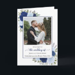 Blue Boho Roses & Photo Elegant Wedding Program<br><div class="desc">This beautiful folded wedding program features an elegant yet rustic boho chic design. The front has a welcome along with your photo surrounded by a bevy of hand painted watercolor roses in shades of dusty blue, navy, an indigo. Inside is space for the order of the ceremony and reception on...</div>