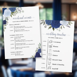 Blue Boho Roses Wedding Events & Timeline Program
