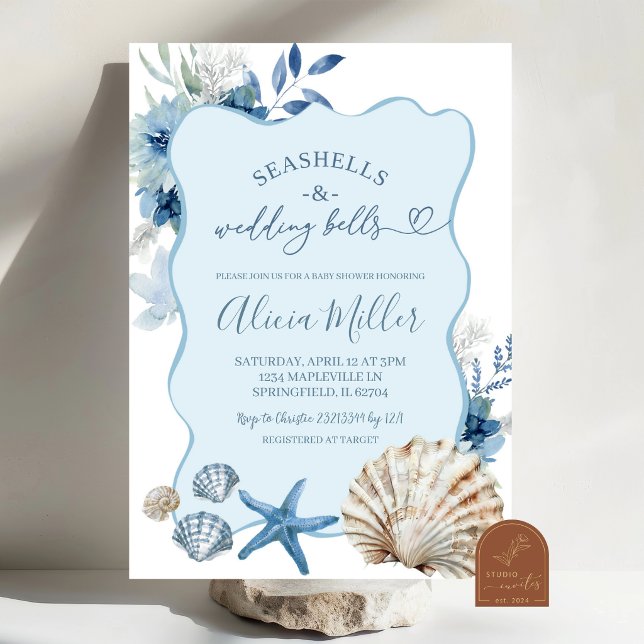 Blue Boho Summer Beach Bridal Shower Invitation (Creator Uploaded)