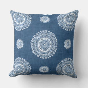 Blue Boho Throw Pillow