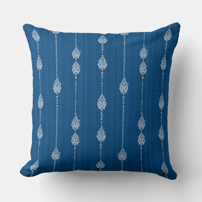 Blue Boho Throw Pillow (Front)