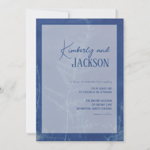Blue Boho Unique Wedding Invitation