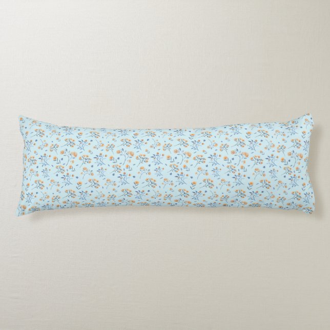 Blue Boho Vintage Wildflower Pattern   Body Pillow (Front)