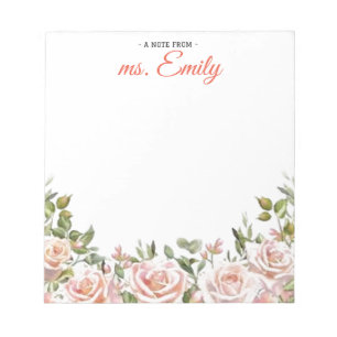 Blue Boho Watercolor Border Personalized Notepad