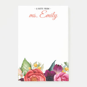 Blue Boho Watercolor Border Personalized Post-it Notes