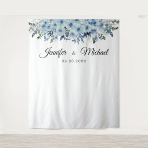 Blue Boho Wedding Ceremony Backdrop Tapestry