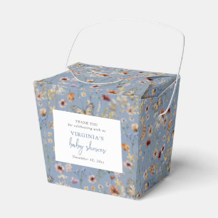 Blue Boho Wildflower Baby Shower Favor Box