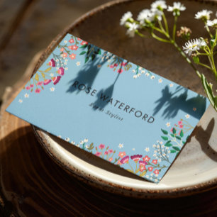 Blue Boho Wildflowers  Business Card