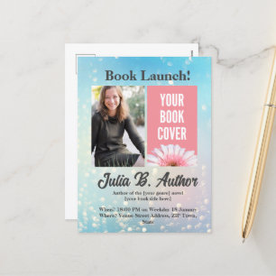 Blue Bokeh Auteur Livre Lancement Invitation