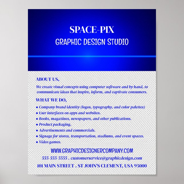 Blue Bokeh Guilloché Design, Graphic Designer Poster (Front)