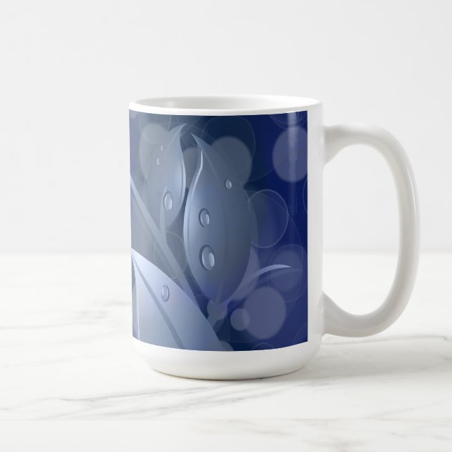 Blue Bokeh Leaves Coffee Mug (Right)