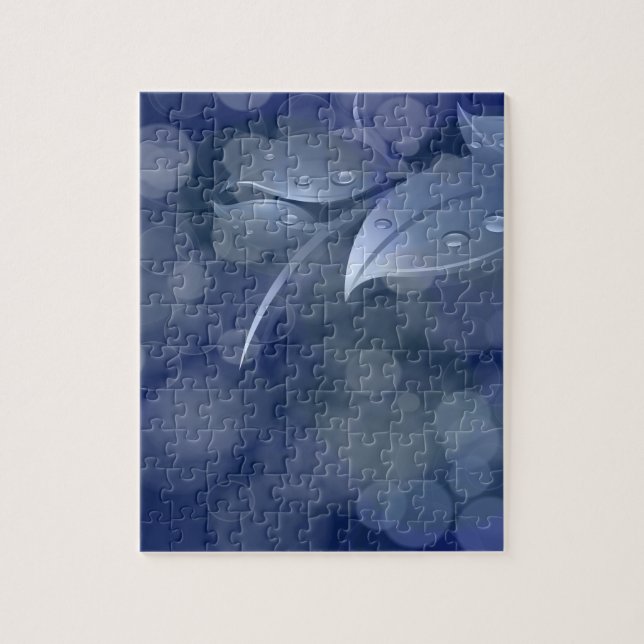 Blue Bokeh Leaves Jigsaw Puzzle (Vertical)