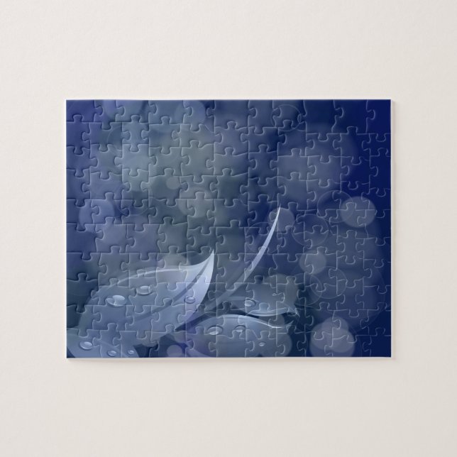 Blue Bokeh Leaves Jigsaw Puzzle (Horizontal)