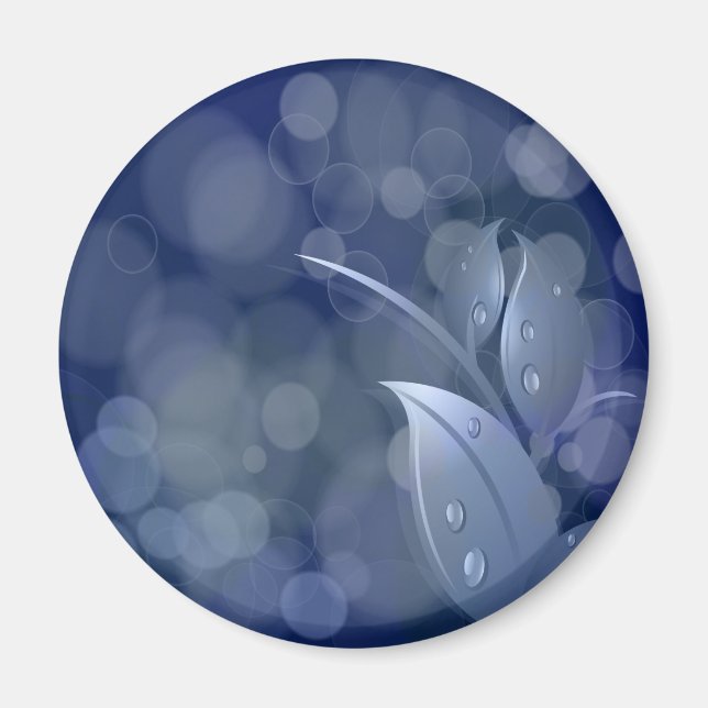 Blue Bokeh Leaves Magnet (Front)