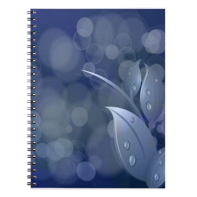Blue Bokeh Leaves Notebook (Front)