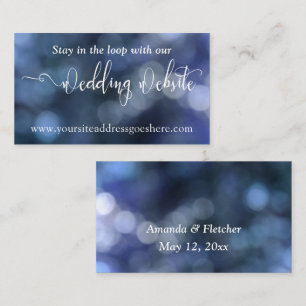 Blue Bokeh Light 32 Wedding Website Address Enclosure Card