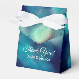 Blue bokeh light photo effect custom wedding favor box