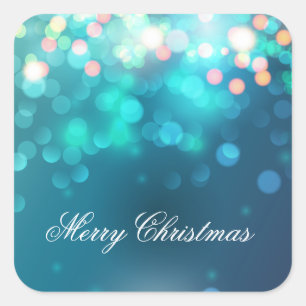 Blue Bokeh Merry Christmas   Sticker Seal