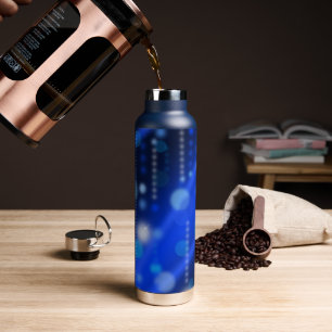 Blue Bokehs Sparkles Festive Water Bottle