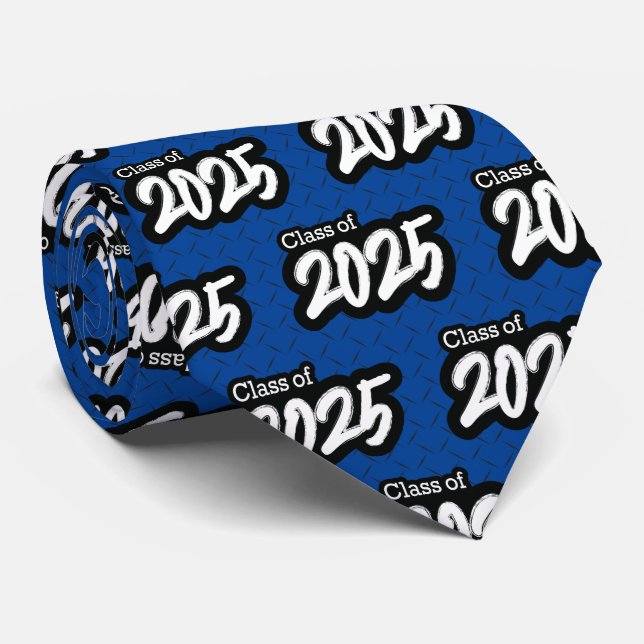 Blue Bold Brush Class of 2025 Neck Tie (Rolled)