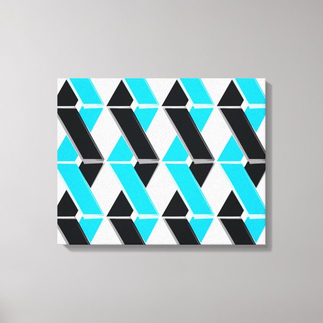 Blue, bold, cool, trendy braided geometric shapes canvas print (Front)