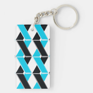 Blue, bold, cool, trendy braided geometric shapes keychain