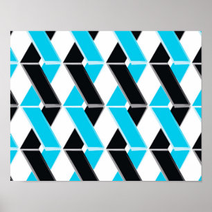 Blue, bold, cool, trendy braided geometric shapes poster