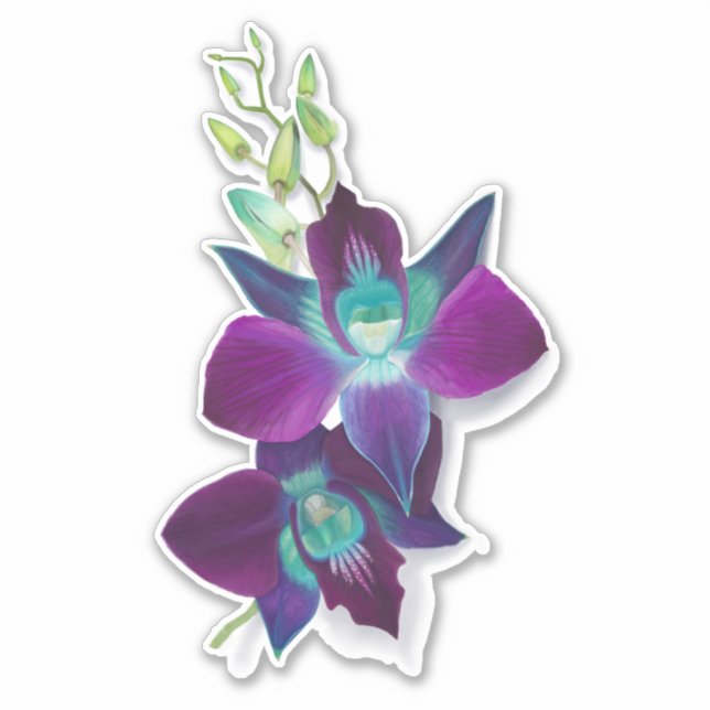 Blue Bom Dendrobium Orchid Flower Kiss-cut Sticker (Front)