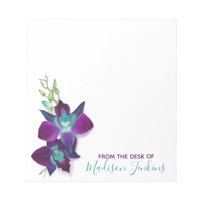 Blue Bom Dendrobium Orchid Flower Personalized Notepad (Front)