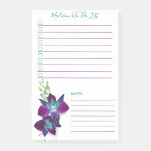 Blue Bom Dendrobium Orchid Personalized To Do List Post-it Notes