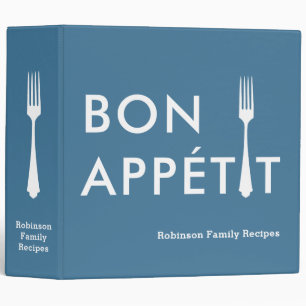 Blue Bon Appetit Template Family Recipe Cookbook Binder